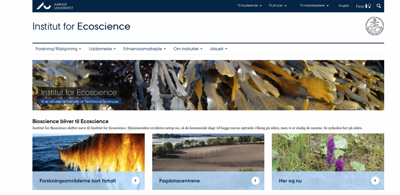 Nyt navn - Institut for Ecoscience