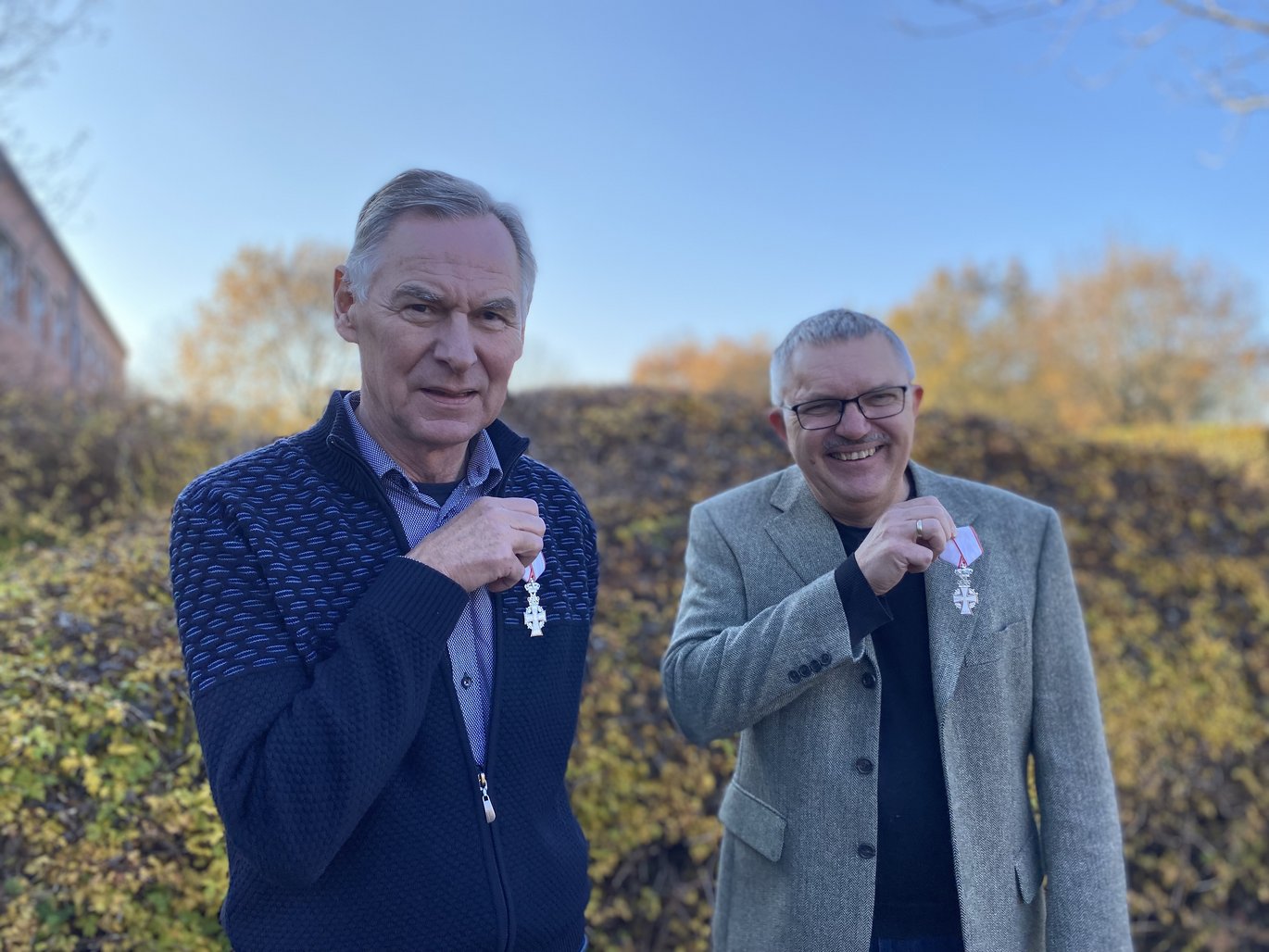 Bent Tolstrup Christensen og Jørgen E. Olesen med ridderkors